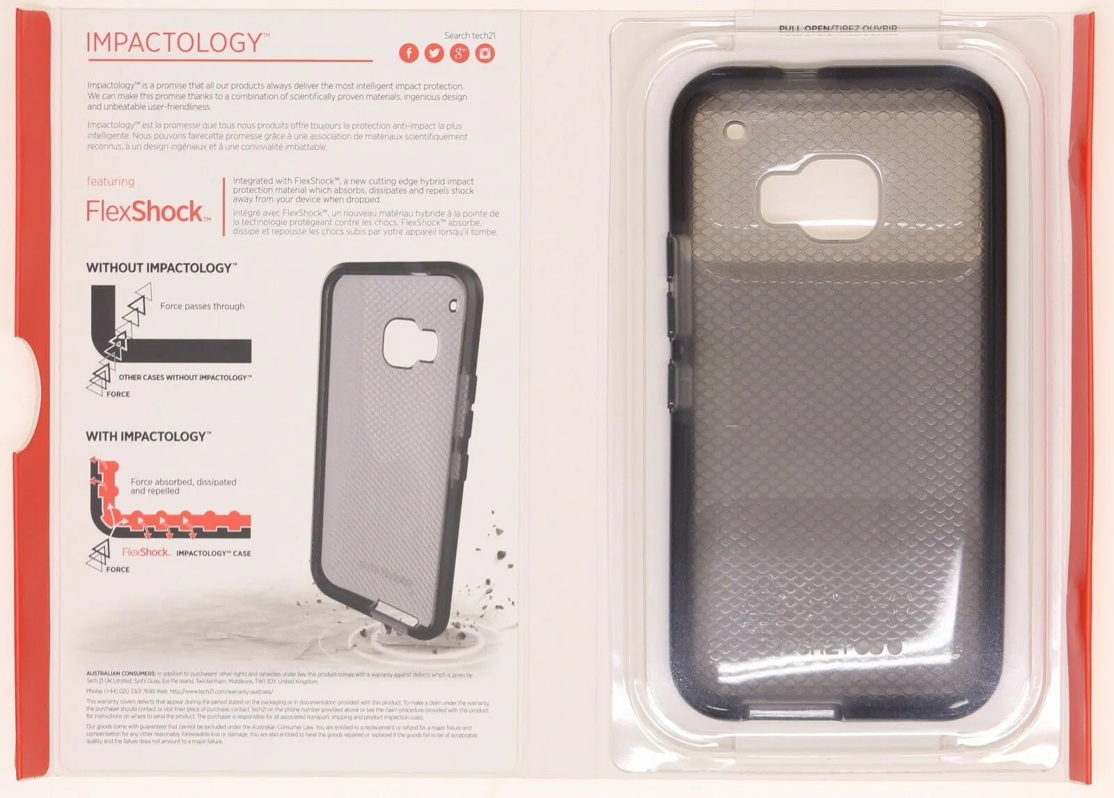 Verizon Tech21 Evo Check Case Impact Protect Cover For HTC One M9 Smokey