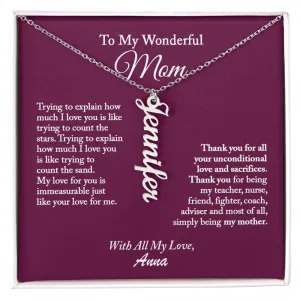 Vertical Name Necklace for Mom, Mom Necklace, Mom Gift from Daughter