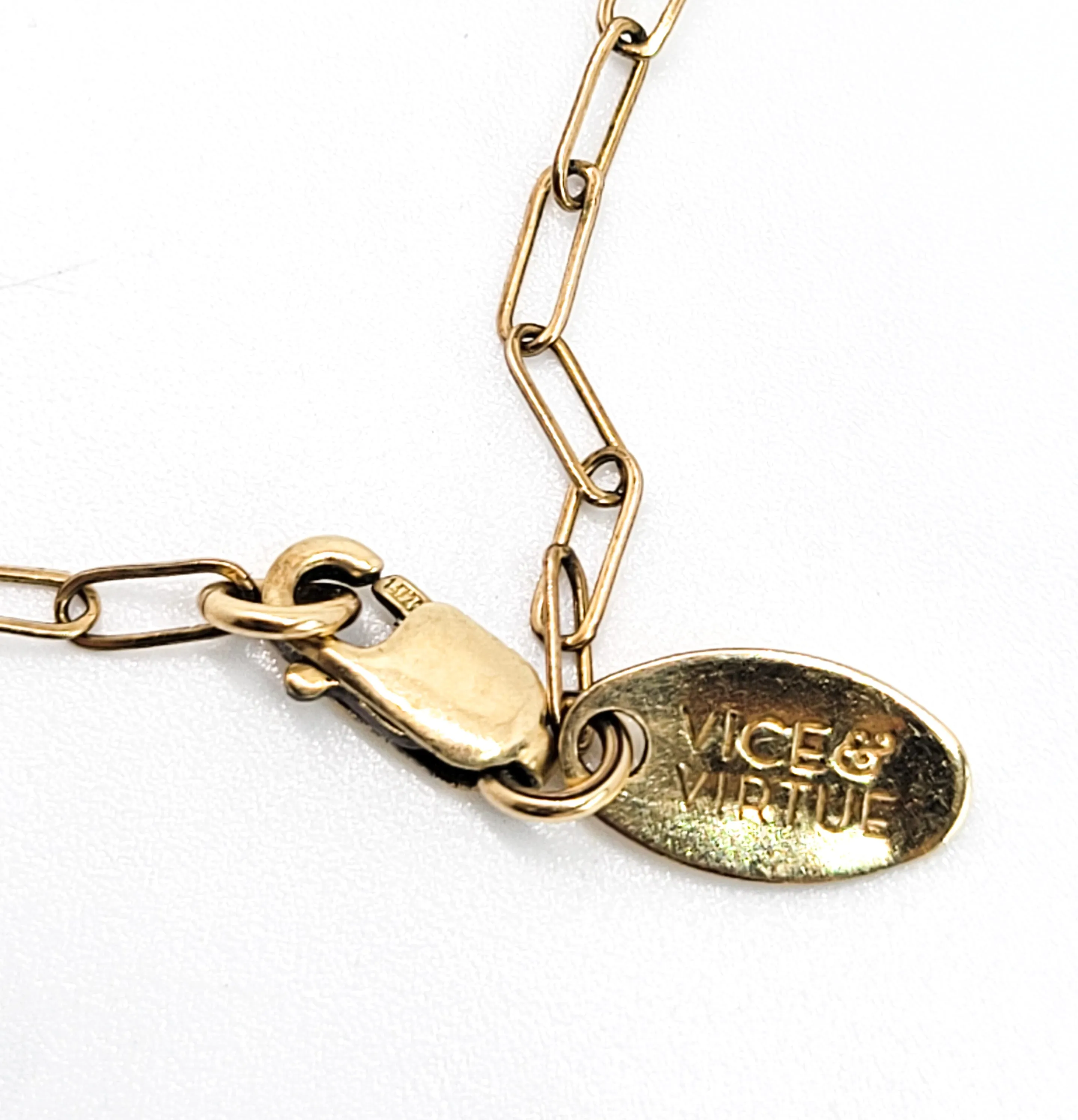 Vice and Virtue 14k gold filled Double terminated Rose Quartz pendant necklace