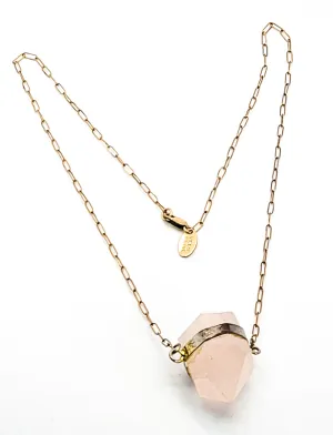 Vice and Virtue 14k gold filled Double terminated Rose Quartz pendant necklace