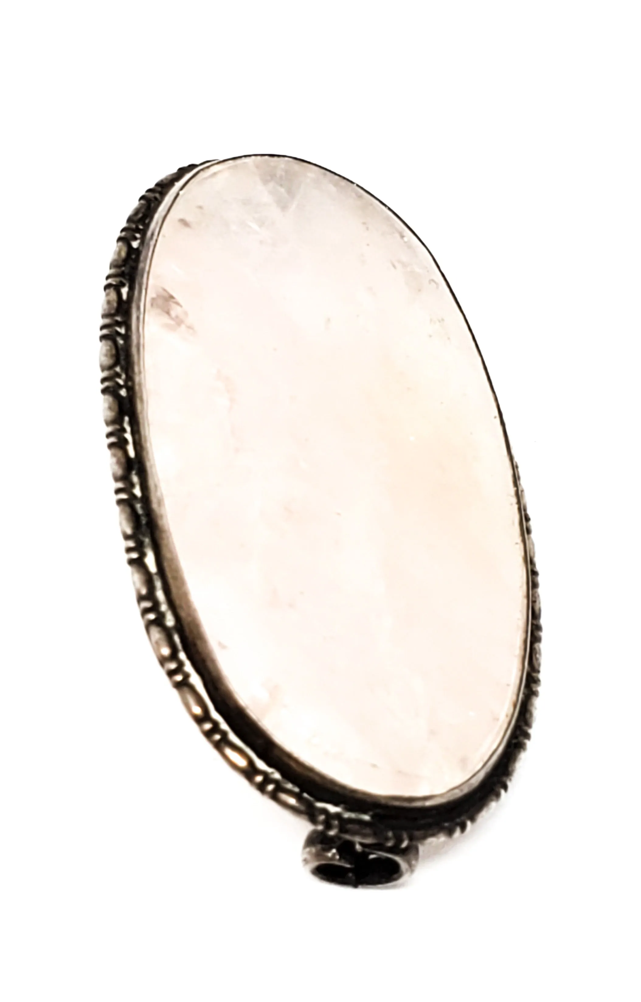 Victorian Rose Quartz Made in Germany sterling silver antique brooch 925