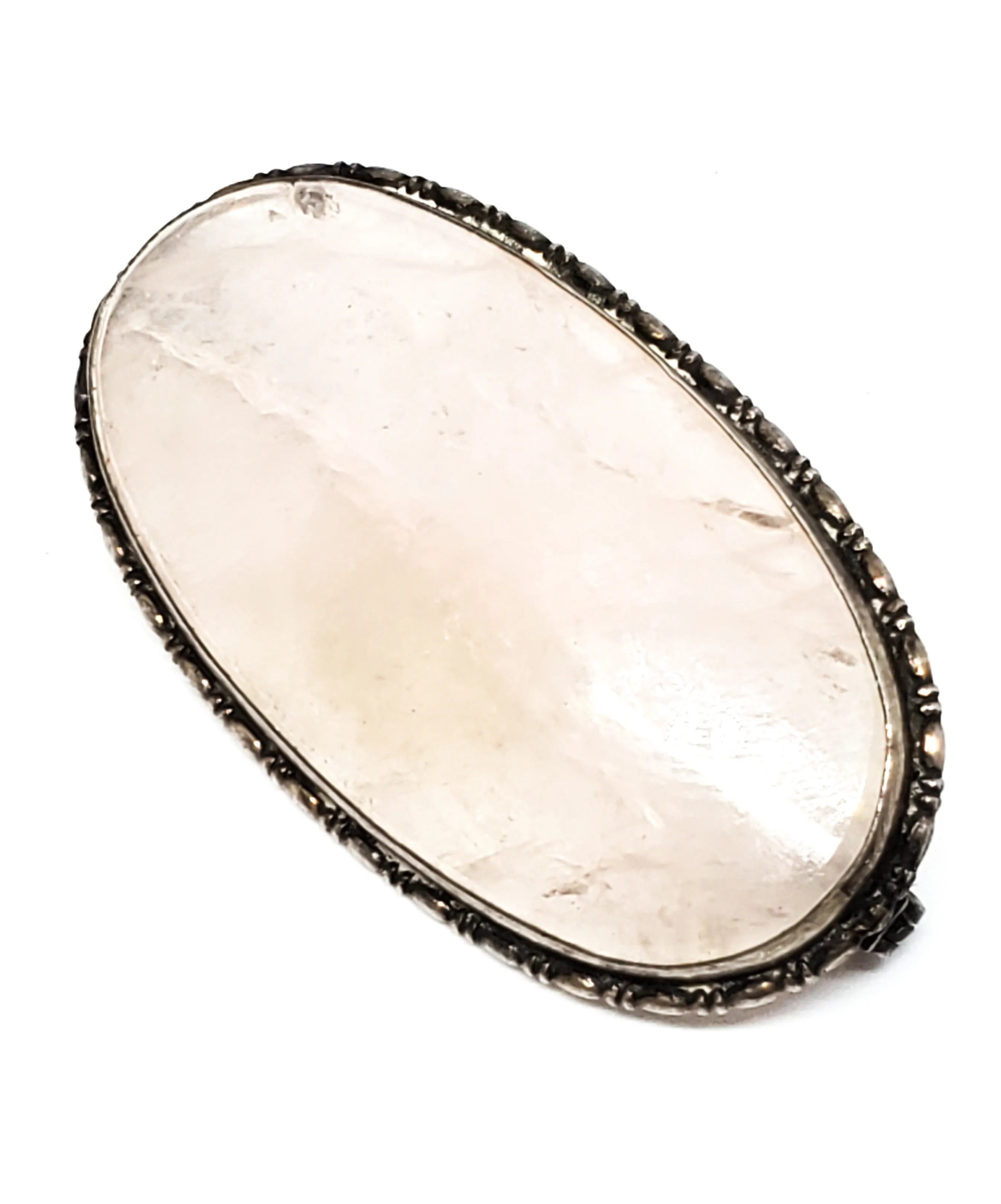 Victorian Rose Quartz Made in Germany sterling silver antique brooch 925