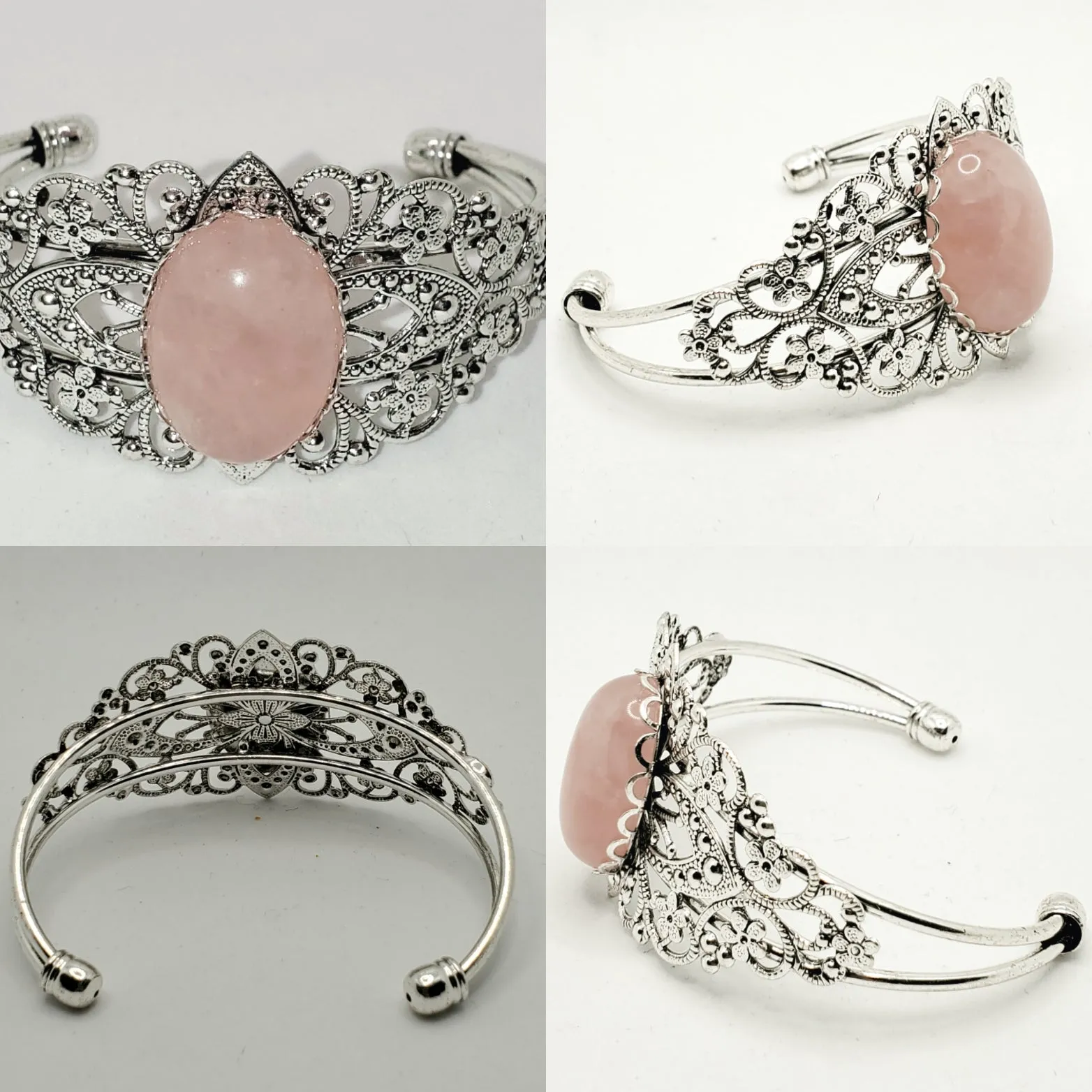 Victorian Style Rose Quartz Bracelet
