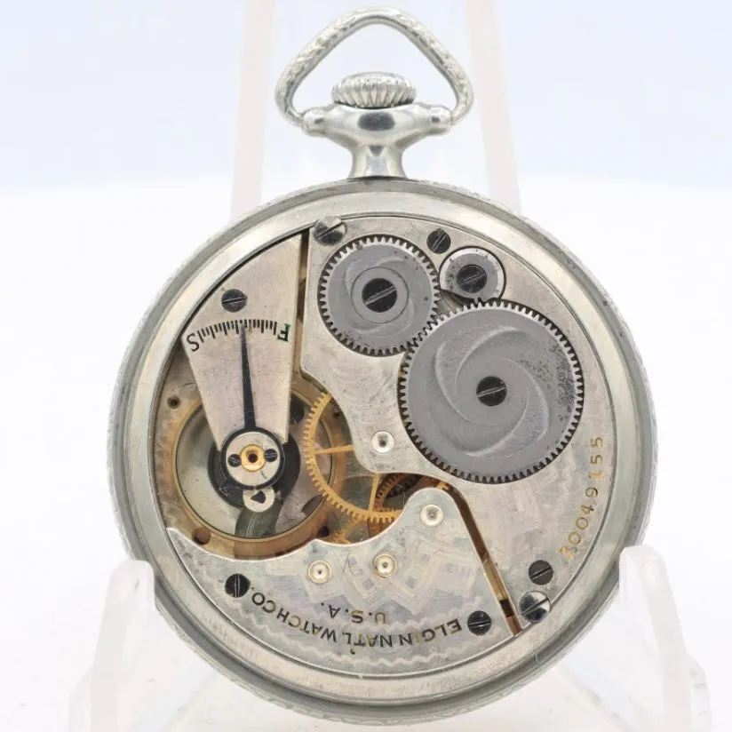 Vintage 16s 1927 Elgin Locomotive Two Tone 7 Jewel Pocket Watch 291 USA