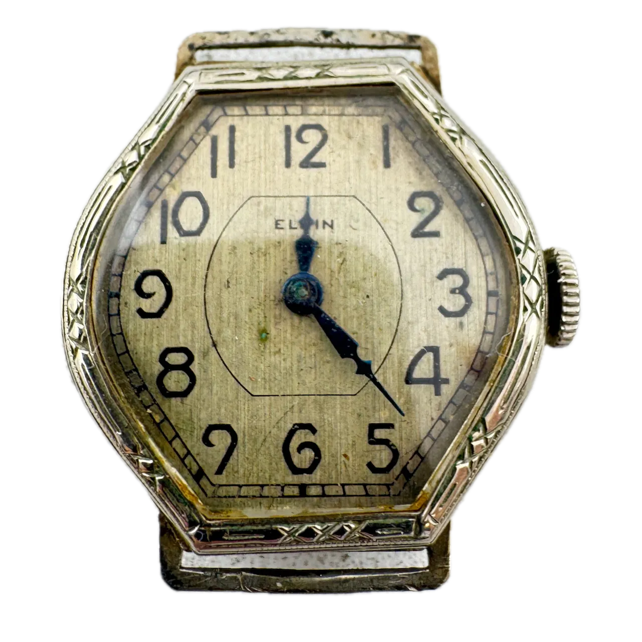 Vintage 1927 Elgin Art Deco Ladies Mechanical Wristwatch 447 USA 14k White GF