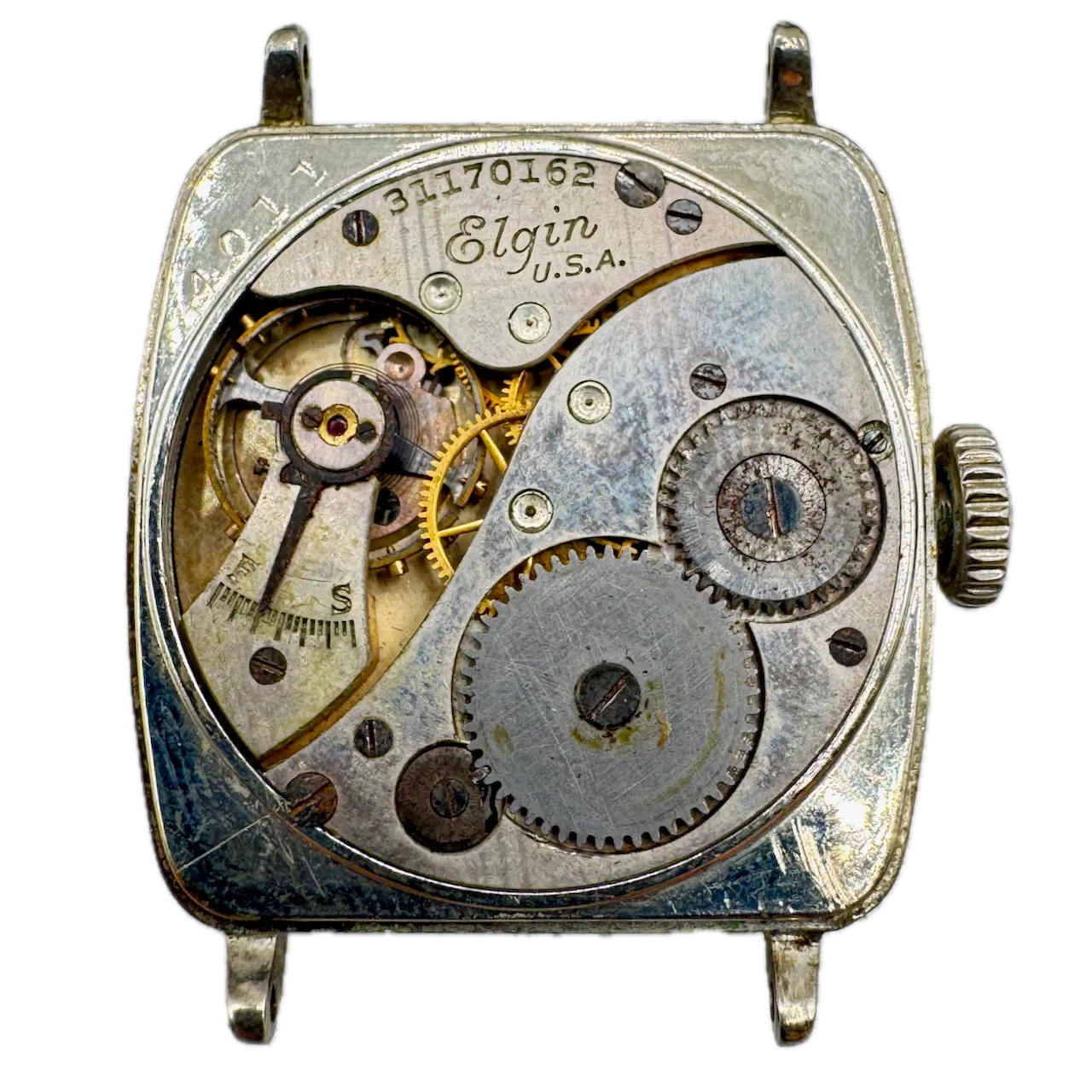 Vintage 1928 Elgin 619 Men's Mechanical Wristwatch 430 USA 14k White GF