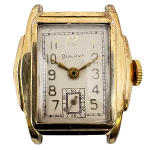 Vintage 1939 Bulova Stepped Men's Mechanical Wristwatch 10 AL Steel & 10k RGP