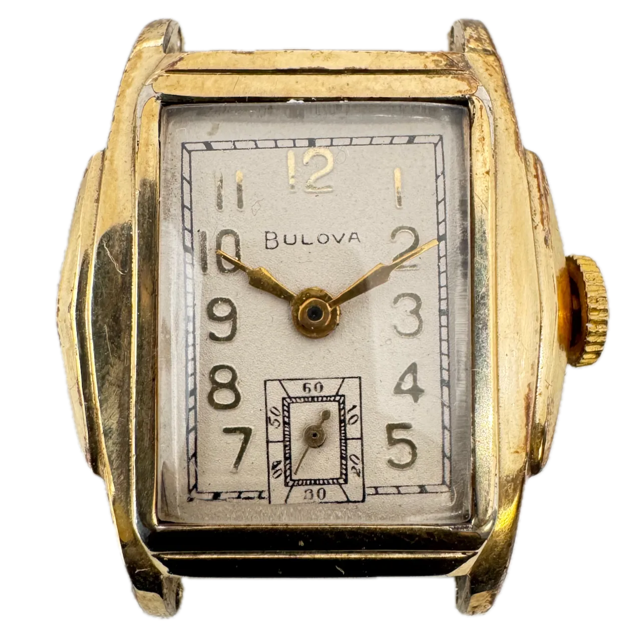 Vintage 1939 Bulova Stepped Men's Mechanical Wristwatch 10 AL Steel & 10k RGP
