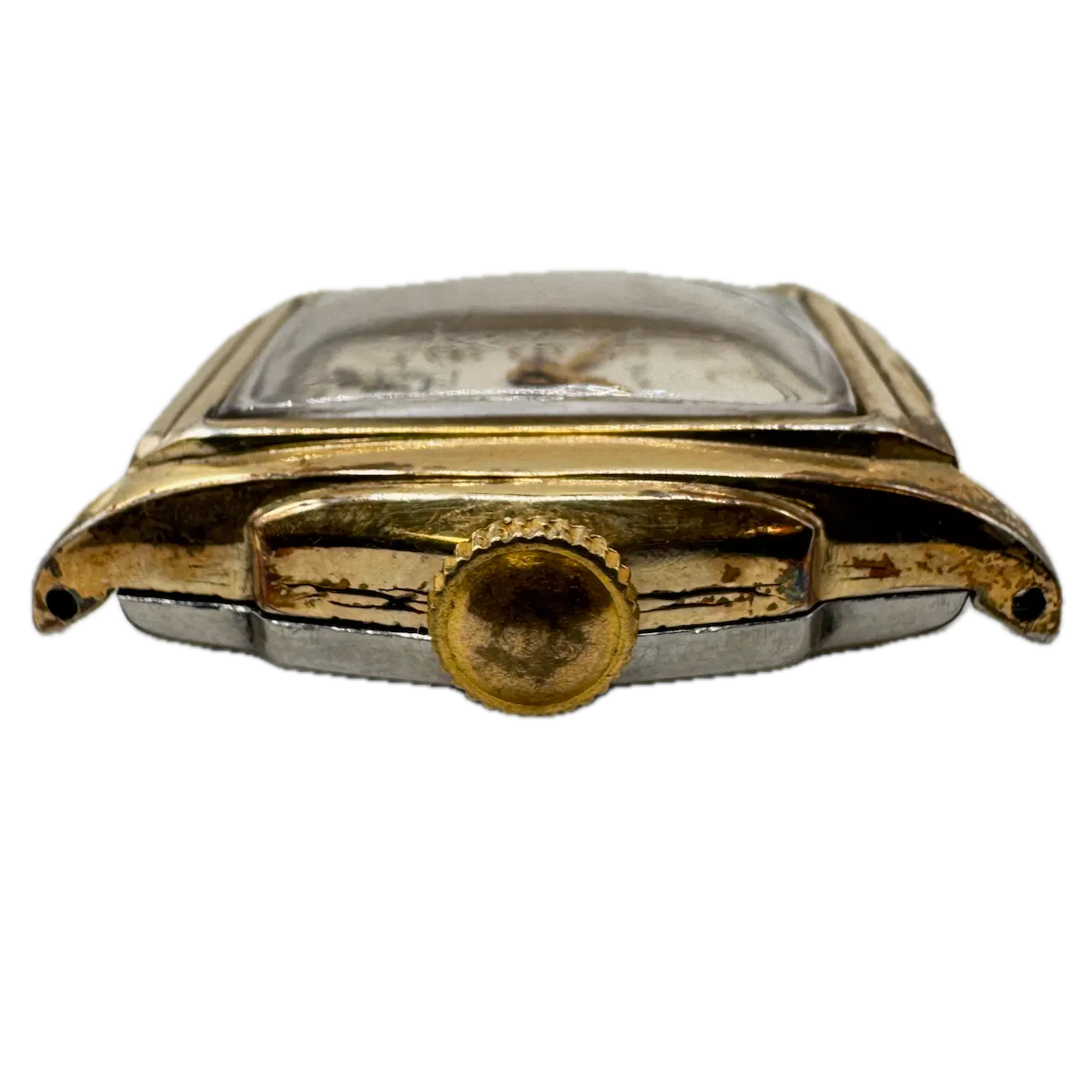 Vintage 1939 Bulova Stepped Men's Mechanical Wristwatch 10 AL Steel & 10k RGP