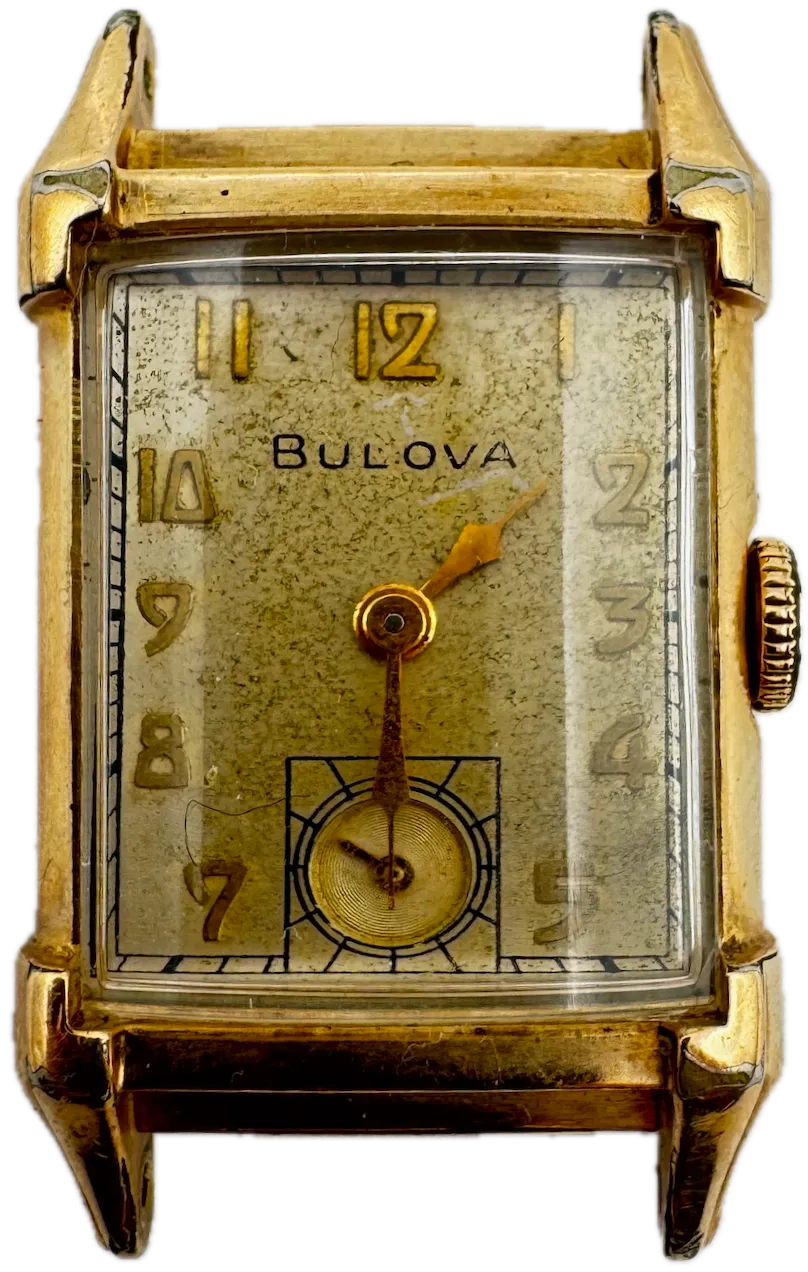 Vintage 1948 Bulova Tank Style Men's Mechanical Wristwatch 7 AK USA 10k GF