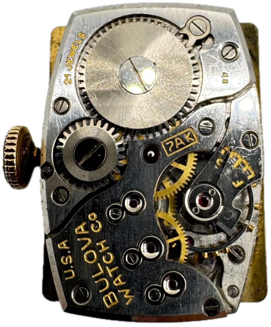 Vintage 1948 Bulova Tank Style Men's Mechanical Wristwatch 7 AK USA 10k GF