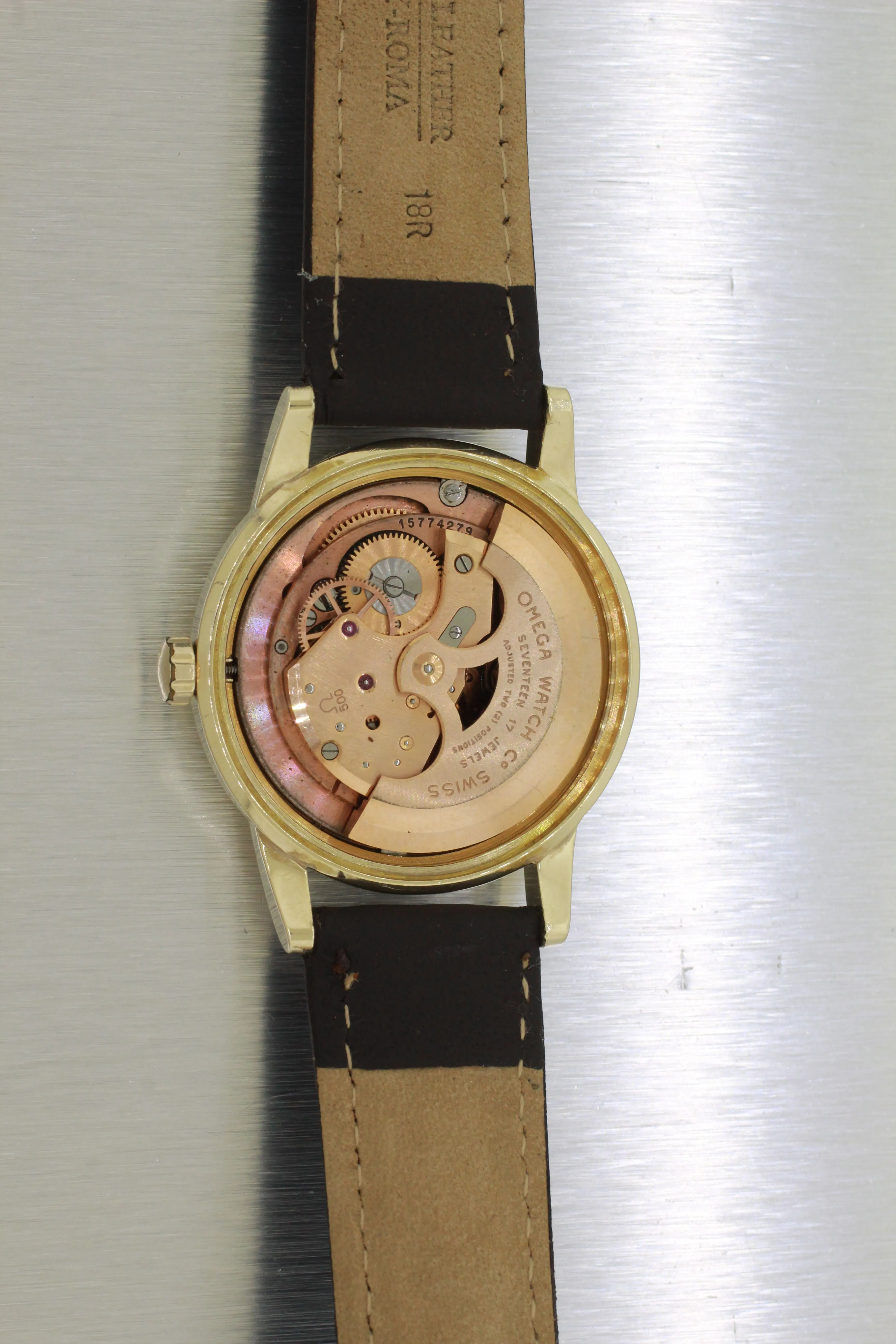 Vintage 1950s Omega Seamaster GX6546 14k Yellow Gold Champagne Dial Watch