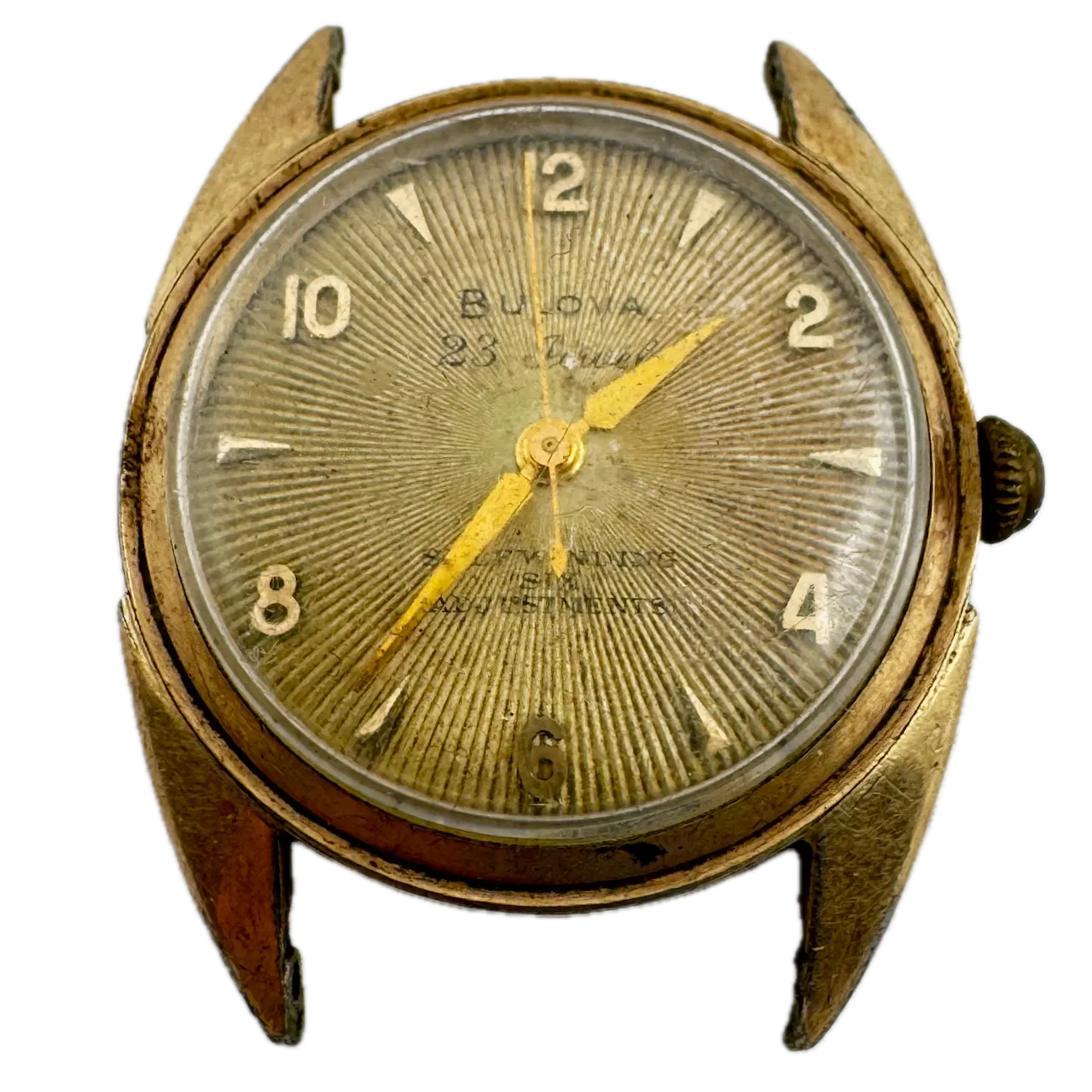 Vintage 1955 Bulova Sunburst Men's Automatic Wristwatch 10 BPAC Steel & 10k RGP