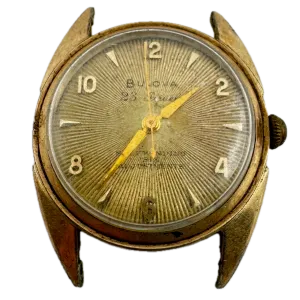 Vintage 1955 Bulova Sunburst Men's Automatic Wristwatch 10 BPAC Steel & 10k RGP