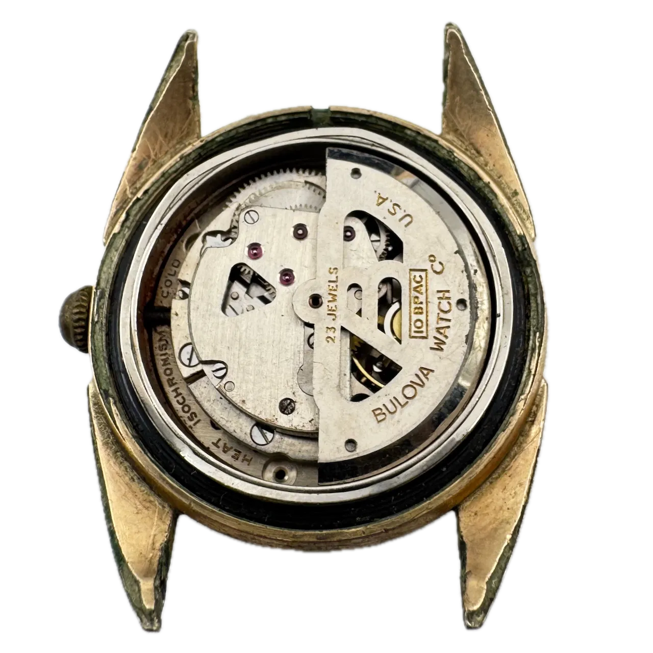 Vintage 1955 Bulova Sunburst Men's Automatic Wristwatch 10 BPAC Steel & 10k RGP