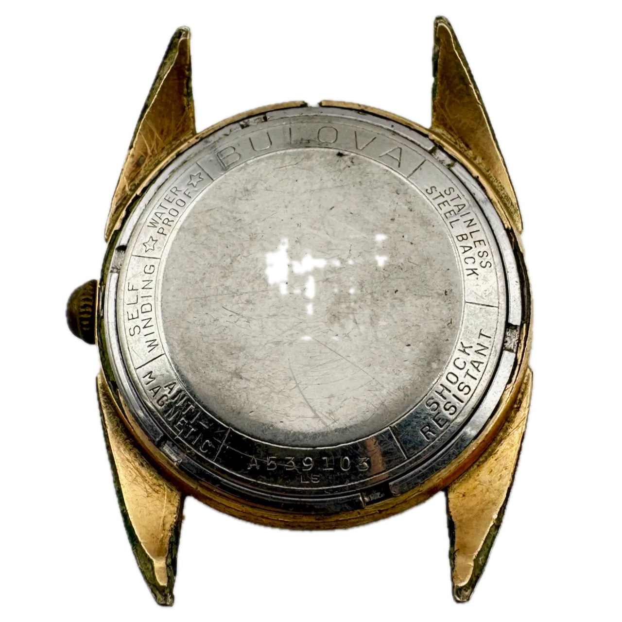 Vintage 1955 Bulova Sunburst Men's Automatic Wristwatch 10 BPAC Steel & 10k RGP