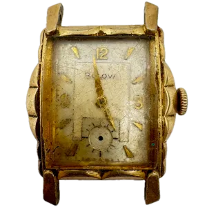 Vintage 1956 Bulova Scalloped Men's Mechanical Wristwatch 11 AF Steel & 10k RGP
