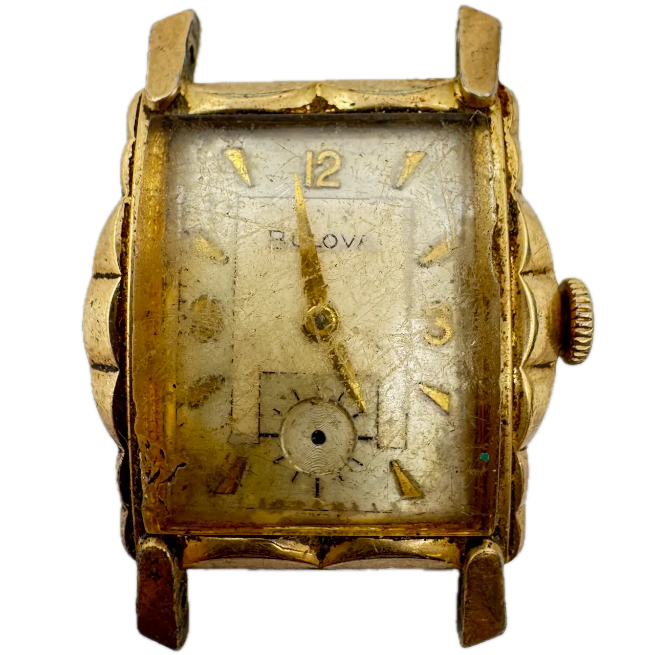 Vintage 1956 Bulova Scalloped Men's Mechanical Wristwatch 11 AF Steel & 10k RGP