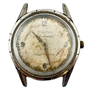 Vintage 1960 Bulova Linen Men's Automatic Wristwatch Swiss Stainless Steel