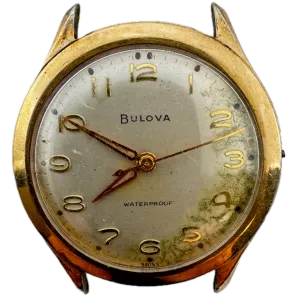 Vintage 1960 Bulova Men's Mechanical Wristwatch Swiss Steel & 10k RGP