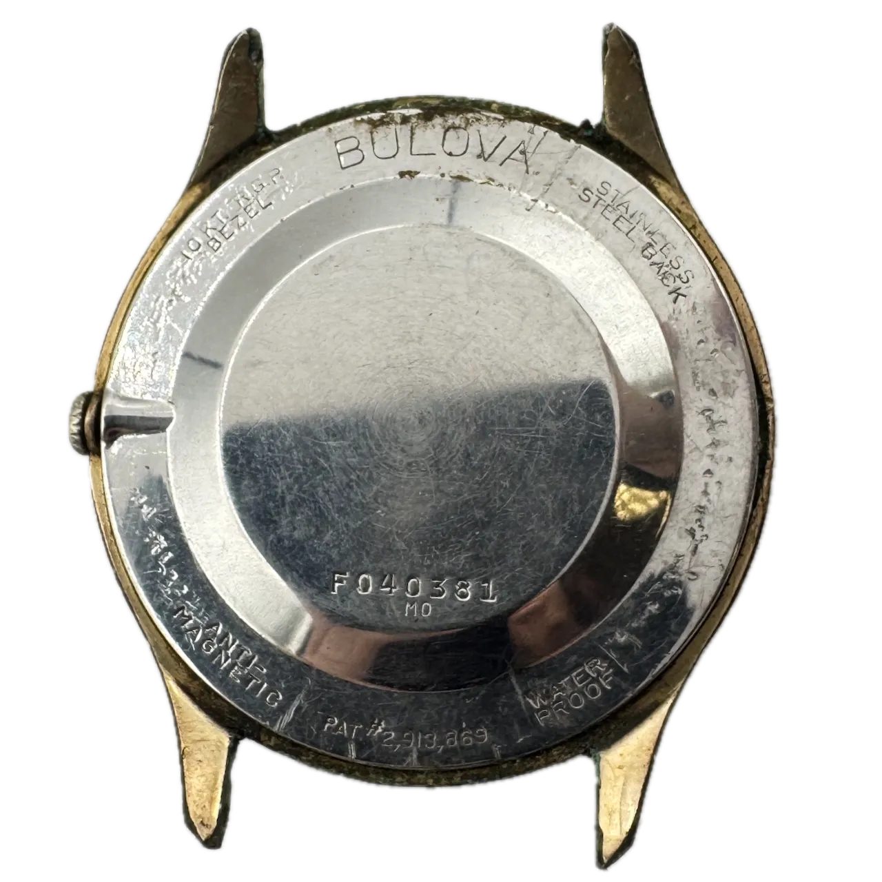 Vintage 1960 Bulova Thin Men's Mechanical Wristwatch Swiss Steel & 10k RGP