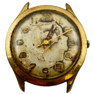 Vintage 1960 Bulova Thin Men's Mechanical Wristwatch Swiss Steel & 10k RGP