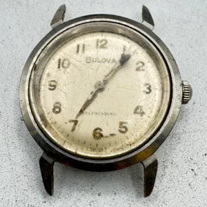 Vintage 1962 Bulova Horn Lugs Men's Automatic Wristwatch Swiss Stainless Steel
