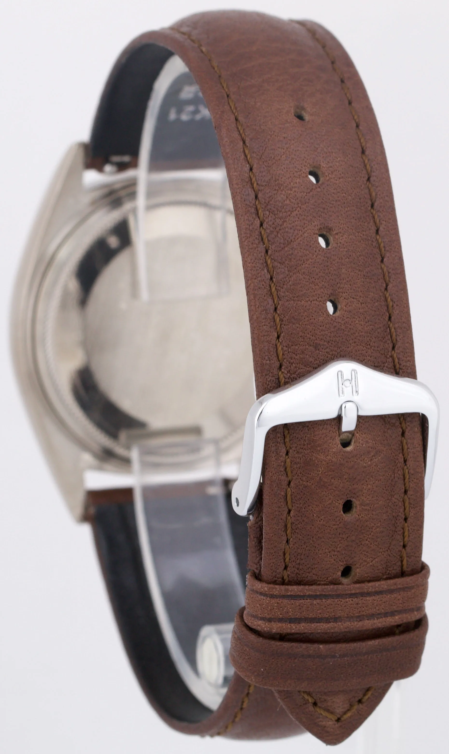 VINTAGE 1967 Rolex Day-Date SILVER 18K White Gold Fluted Leather 36mm Watch 1803