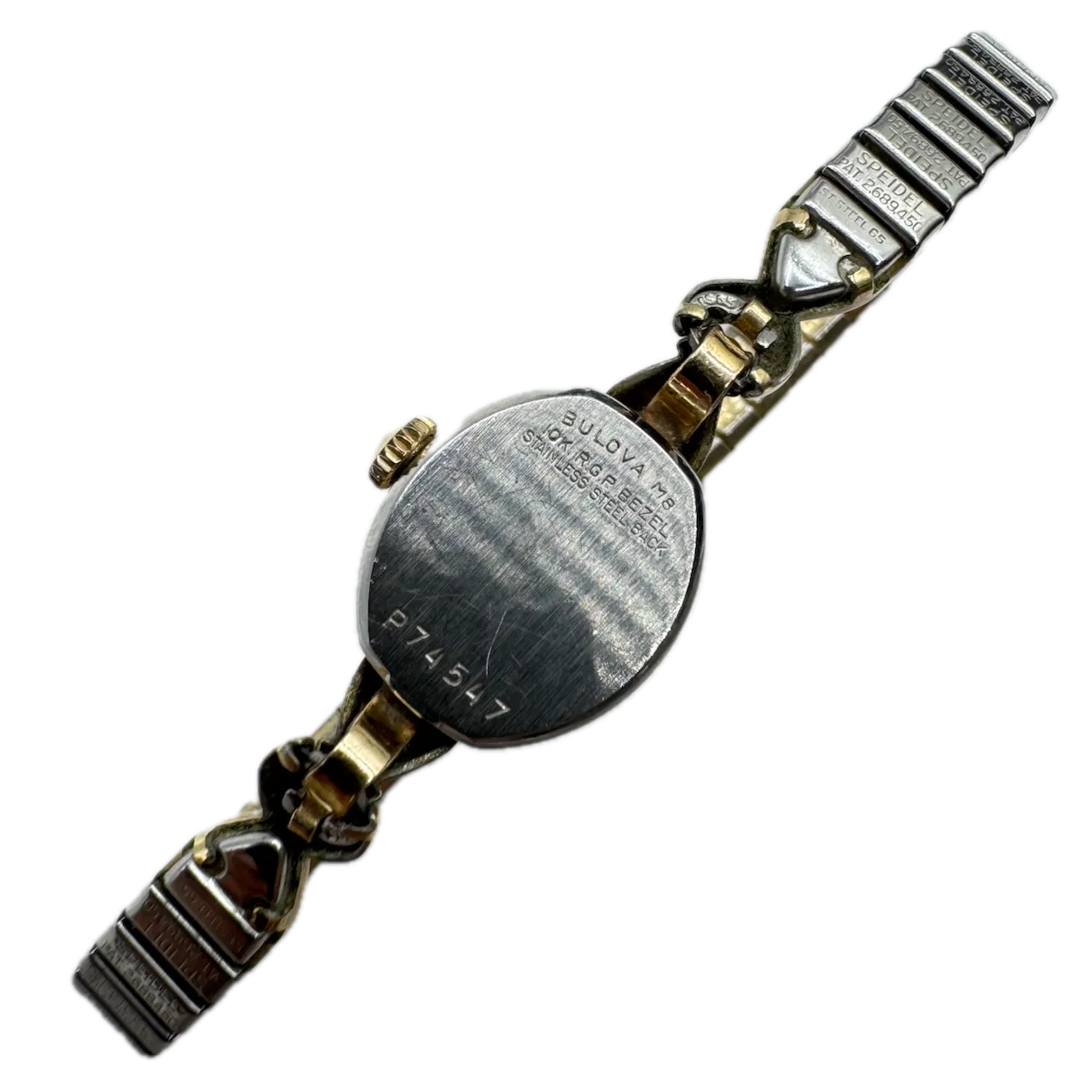 Vintage 1968 Bulova 2683 Linen Men's Mechanical Wristwatch USA Steel & 10k RGP