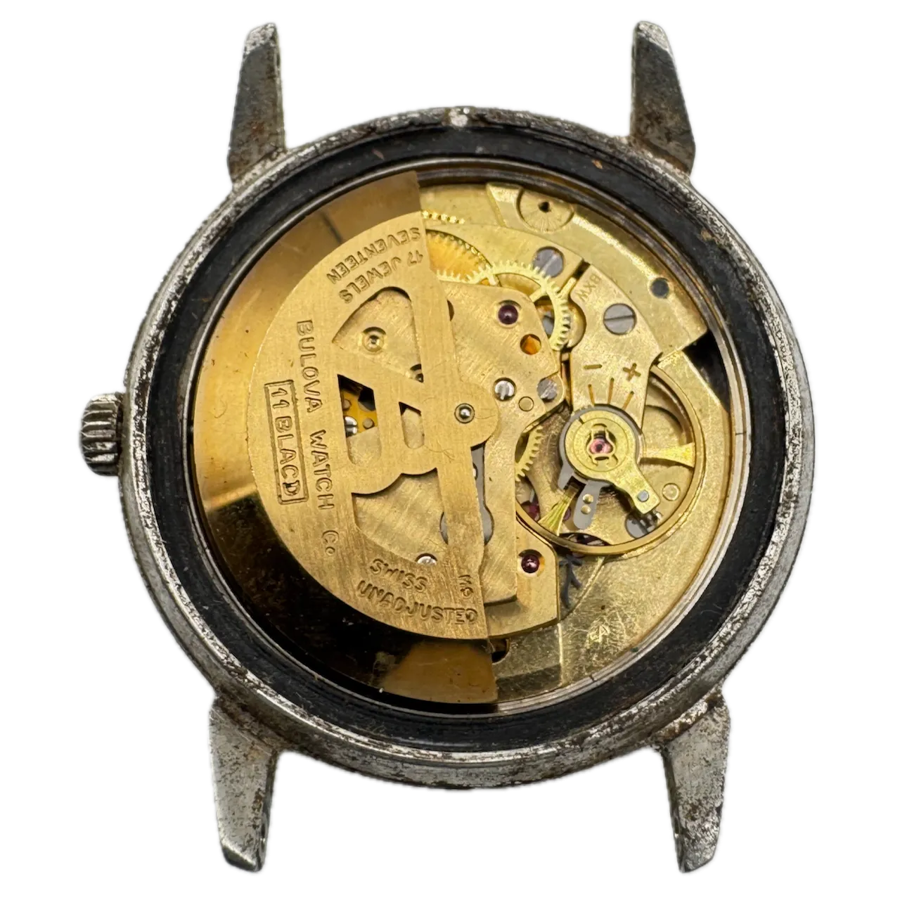 Vintage 1968 Bulova Crosshair Date Sunburst Men's Automatic Wristwatch 11 BLACD