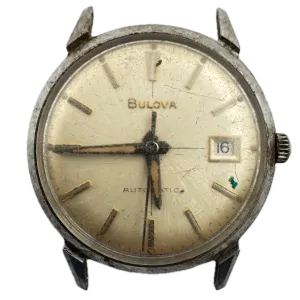 Vintage 1968 Bulova Crosshair Date Sunburst Men's Automatic Wristwatch 11 BLACD