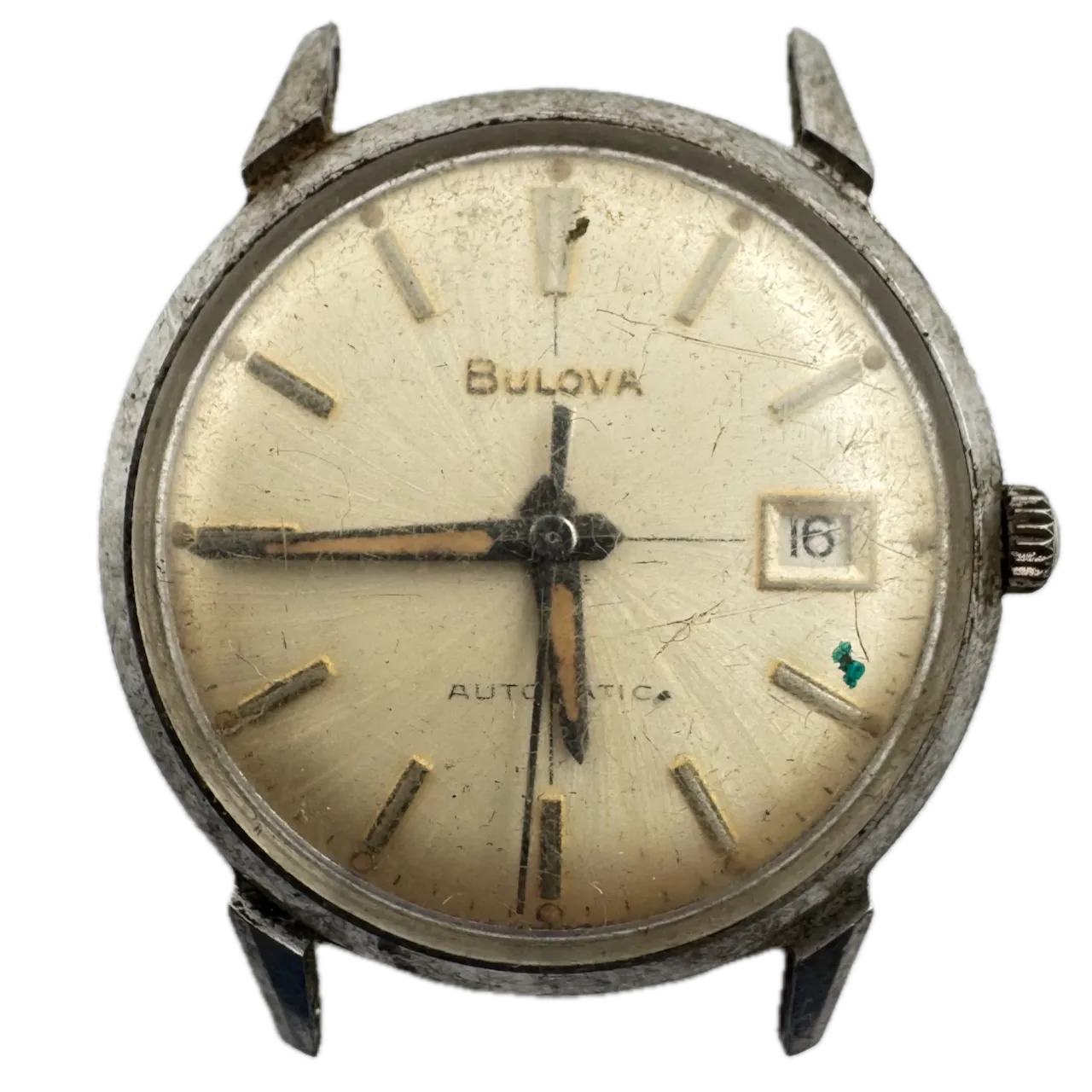 Vintage 1968 Bulova Crosshair Date Sunburst Men's Automatic Wristwatch 11 BLACD