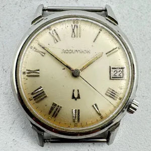 Vintage 1969 Accutron Roman Dial Date Men's Tuning Fork Wristwatch 218 Steel