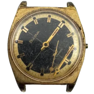 Vintage 1970 Bulova Black Crosshair Sea King Men's Automatic Wristwatch 11 ANAC