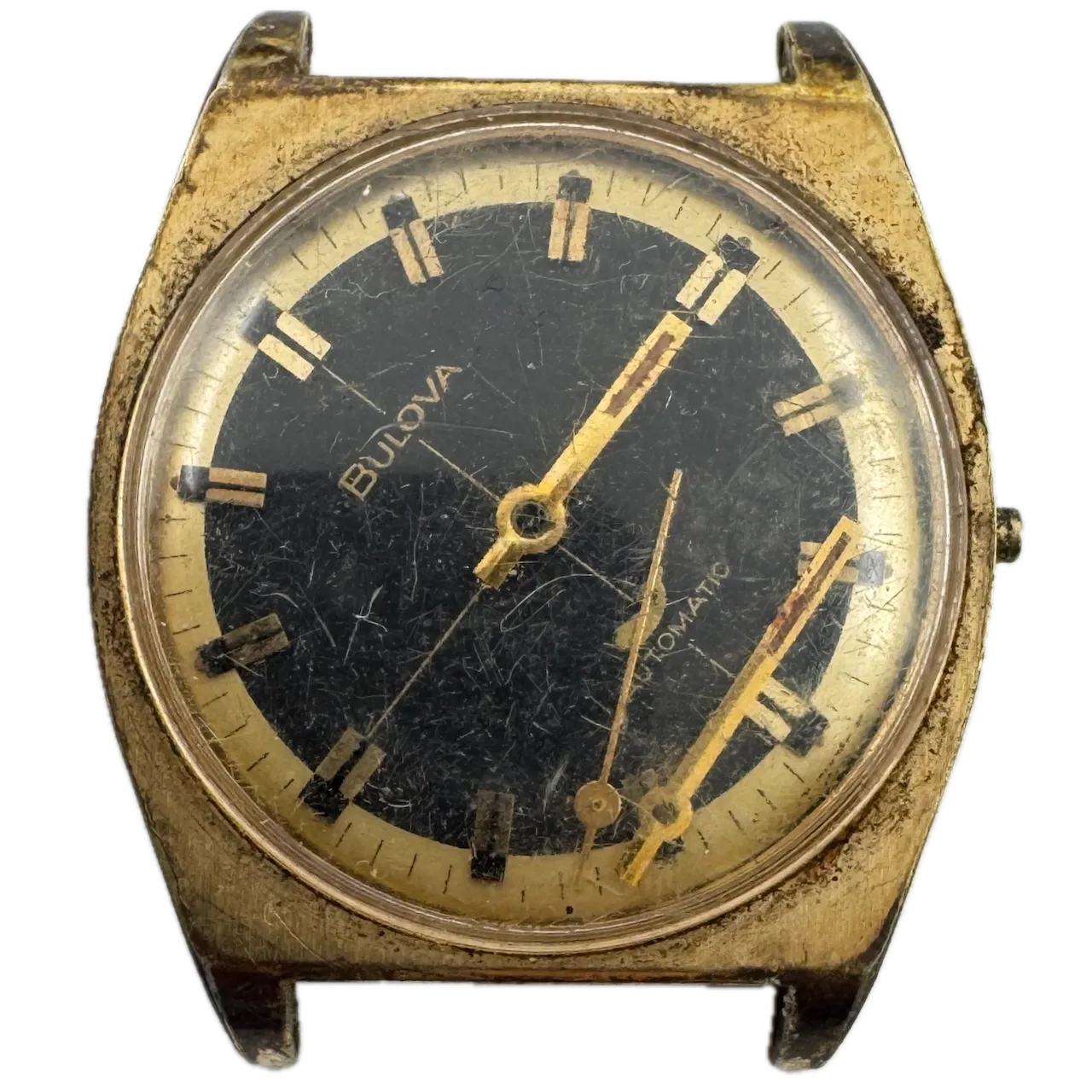 Vintage 1970 Bulova Black Crosshair Sea King Men's Automatic Wristwatch 11 ANAC