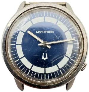 Vintage 1971 Accutron Blue Sunburst Target Men's Tuning Fork Wristwatch 218 USA