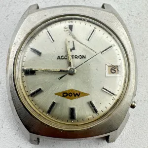 Vintage 1972 Accutron Dow Chemical Sunburst Men's Tuning Fork Wristwatch 218