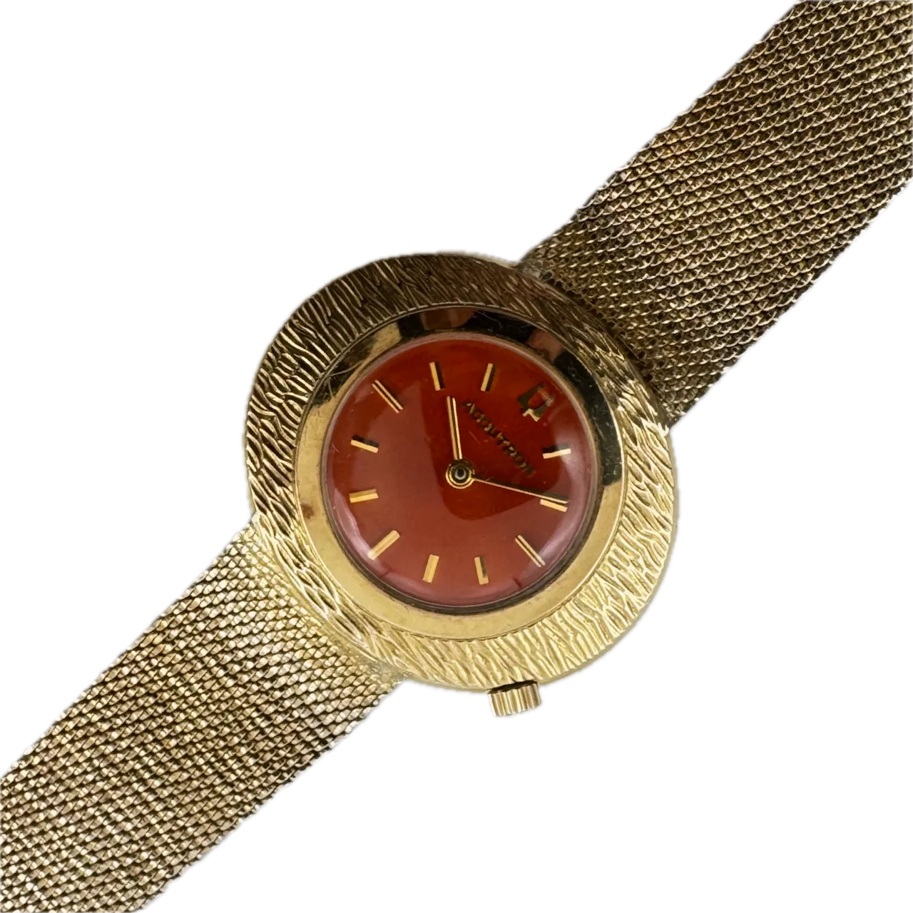 Vintage 1972 Accutron Orange Saucer Men's Tuning Fork Wristwatch 218 3 10k GF