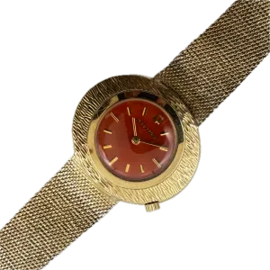 Vintage 1972 Accutron Orange Saucer Men's Tuning Fork Wristwatch 218 3 10k GF
