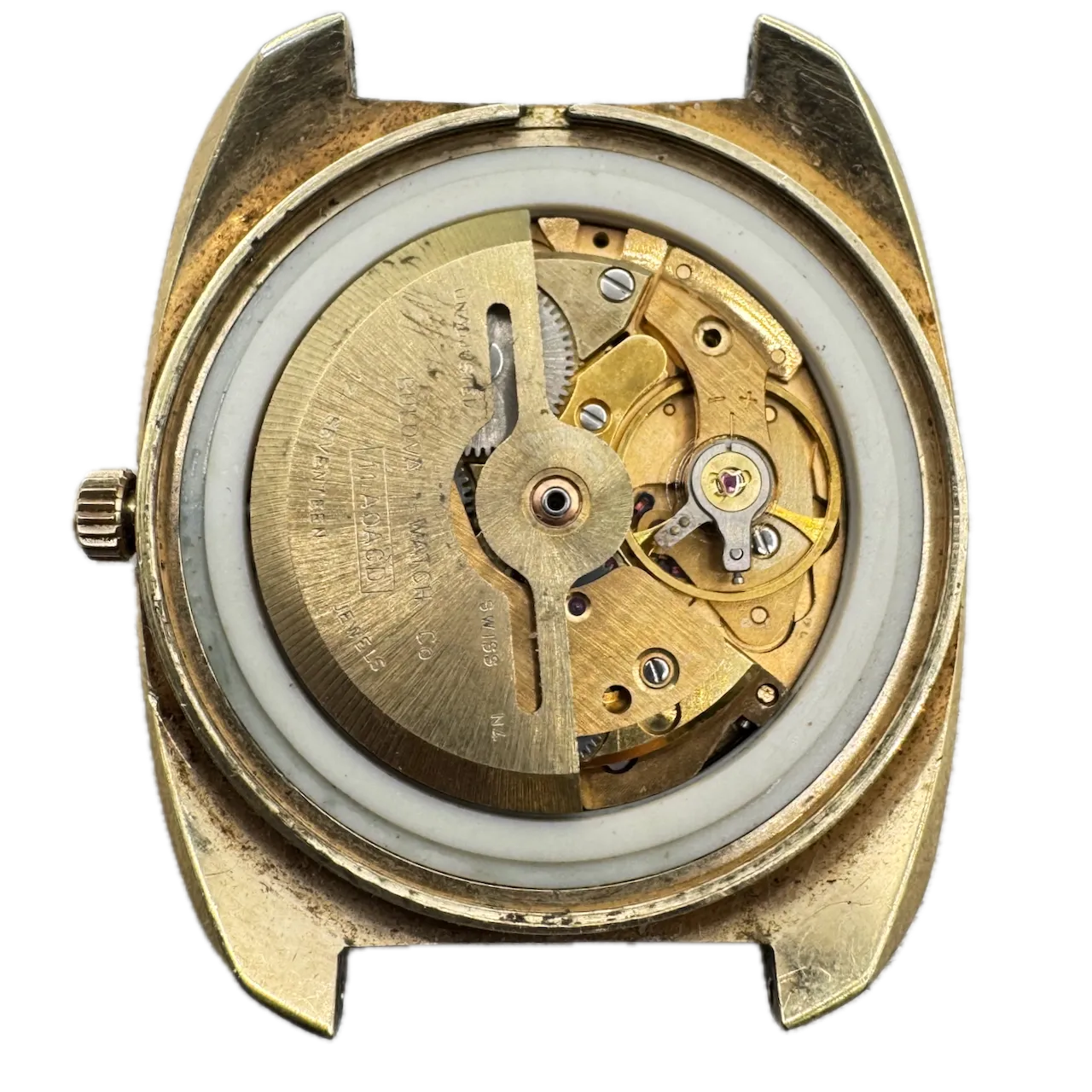 Vintage 1973 Bulova Chunky Men's Automatic Wristwatch 11 A0ACD Swiss Gold Tone
