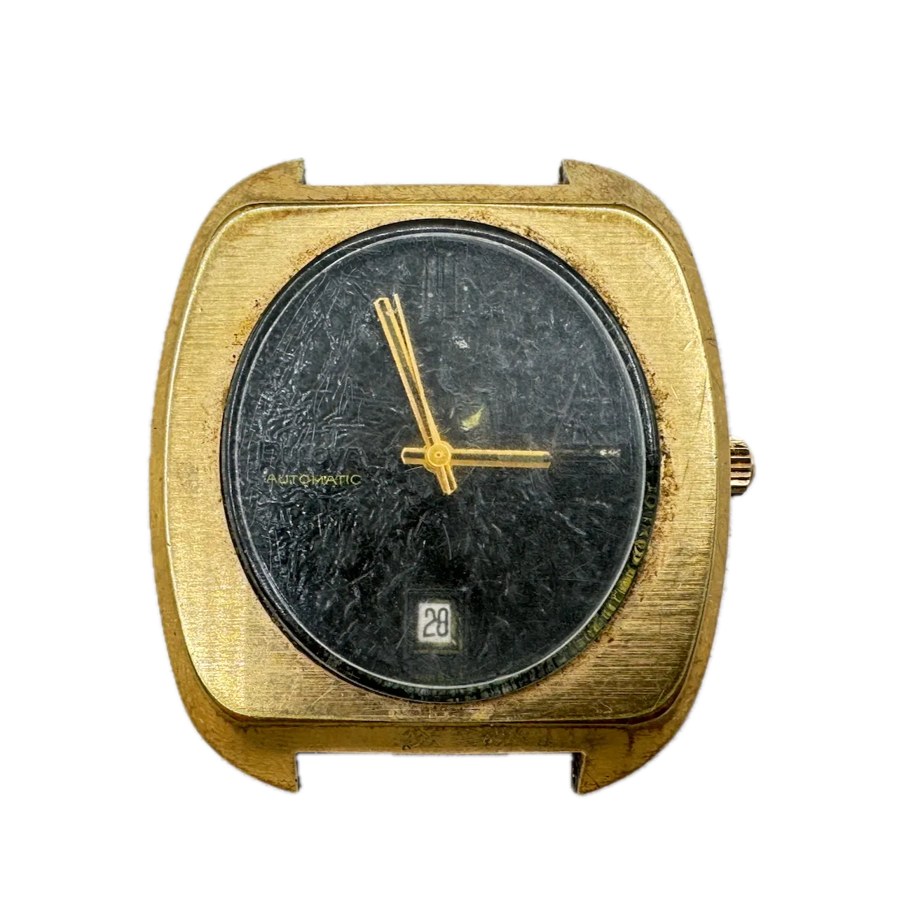 Vintage 1973 Bulova Chunky Men's Automatic Wristwatch 11 A0ACD Swiss Gold Tone