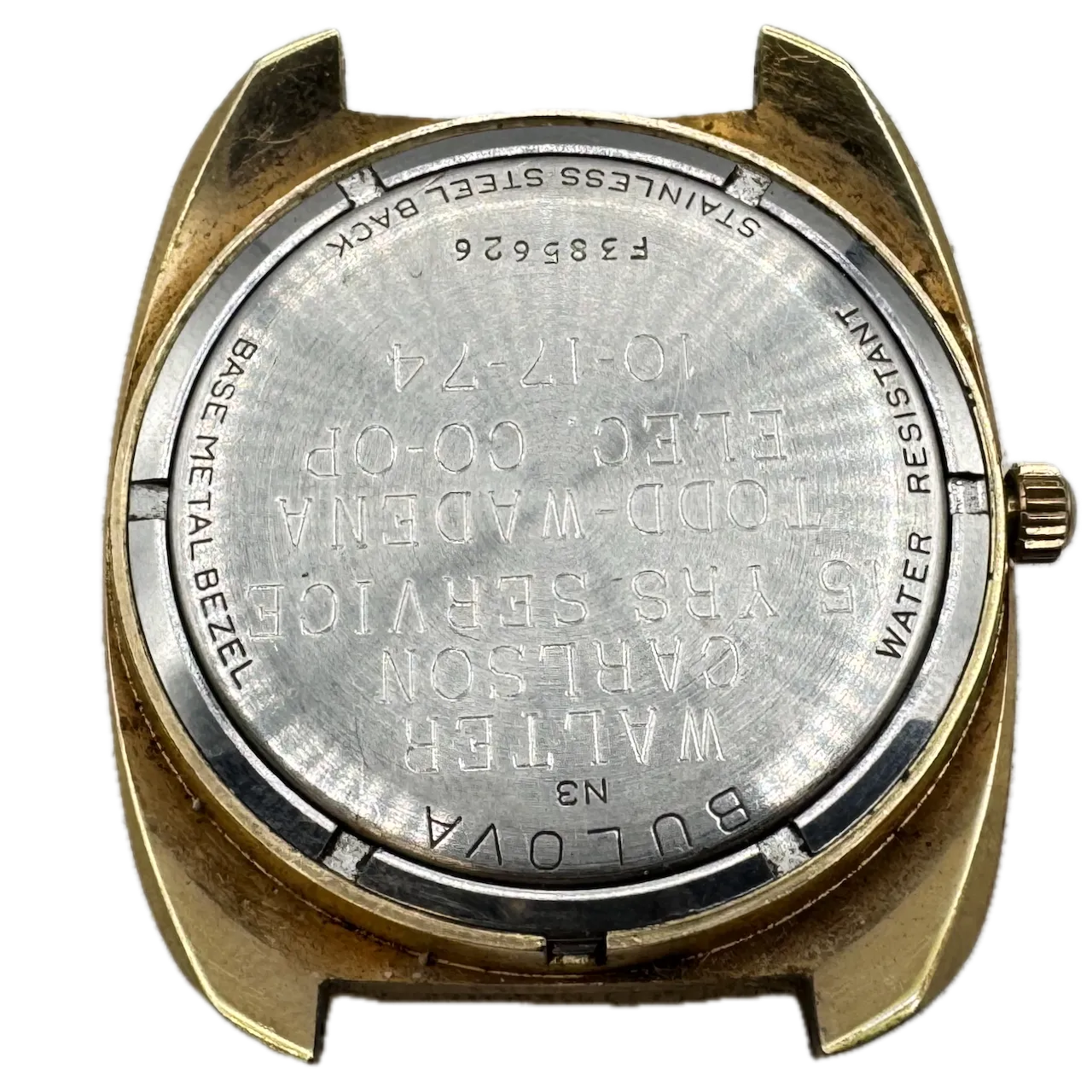Vintage 1973 Bulova Chunky Men's Automatic Wristwatch 11 A0ACD Swiss Gold Tone