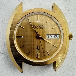 Vintage 1975 Bulova 3465 Linen Dial Men's Tuning Fork Wristwatch 231 3 Swiss