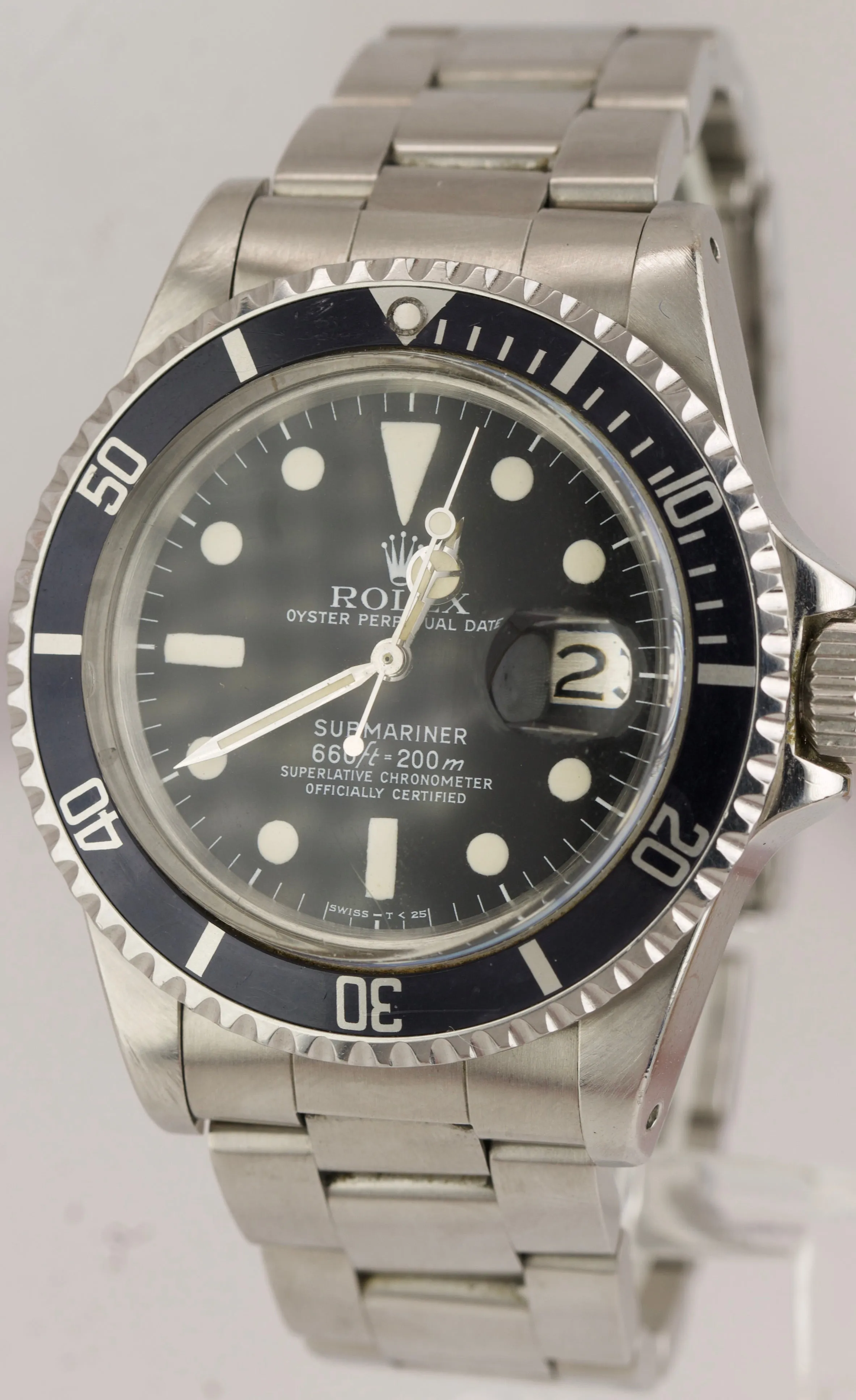Vintage 1979 Rolex Submariner Date CREAM PATINA 6.1x 1680 Matte Black Dive Watch