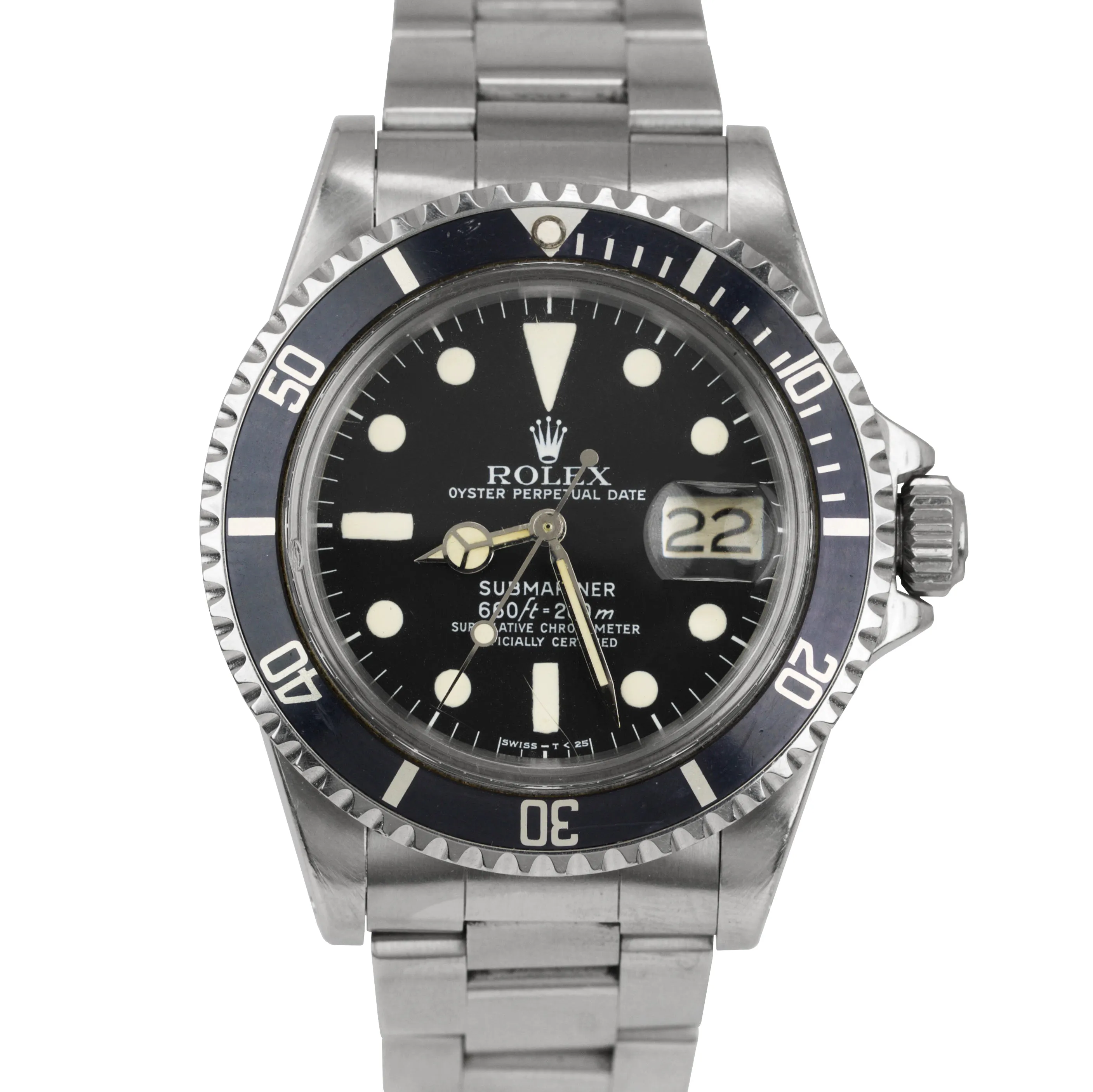 Vintage 1979 Rolex Submariner Date CREAM PATINA 6.1x 1680 Matte Black Dive Watch