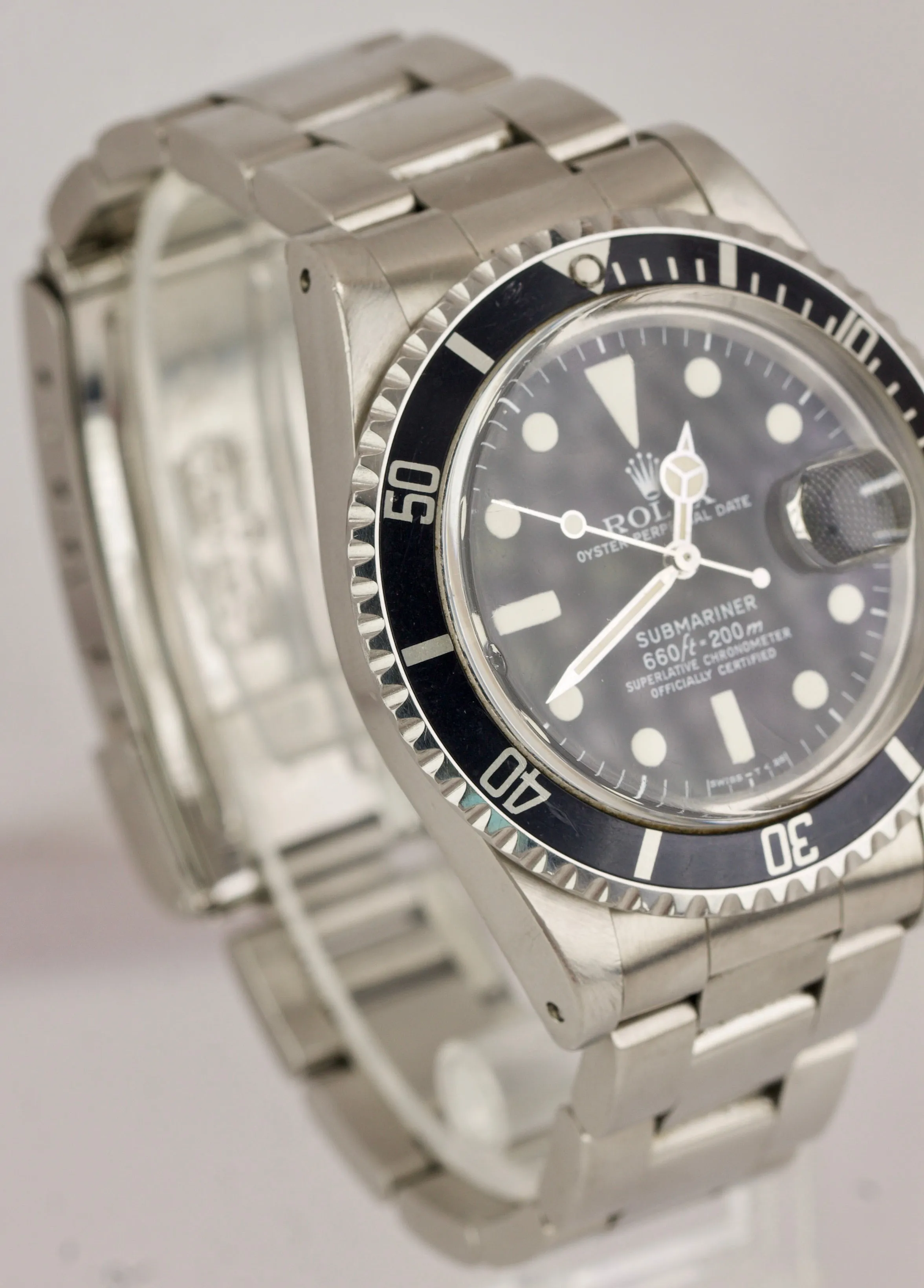 Vintage 1979 Rolex Submariner Date CREAM PATINA 6.1x 1680 Matte Black Dive Watch