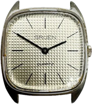 Vintage 29mm Gruen Waffle Dial Men's Quartz Wristwatch Japan Chrome Plated