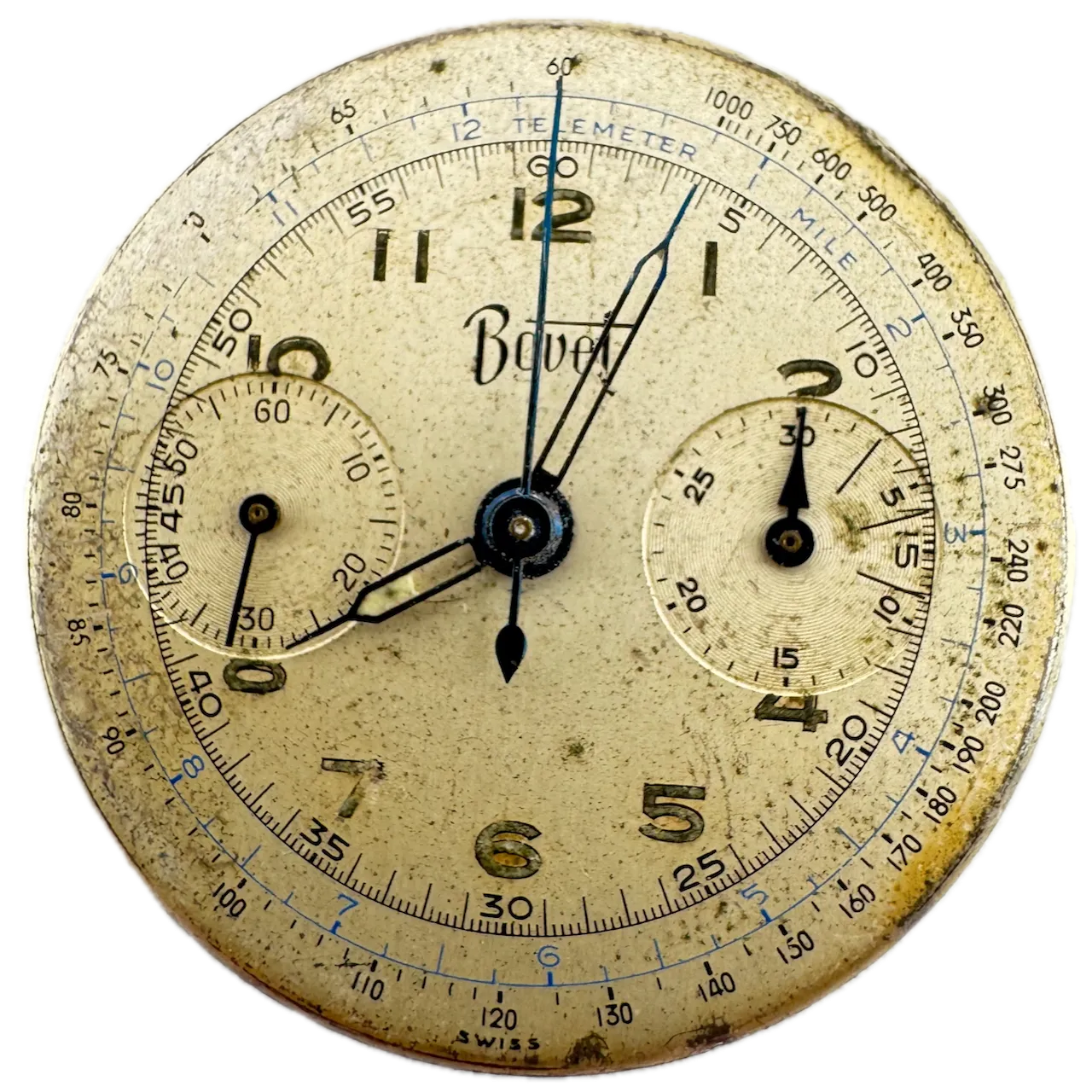 Vintage 31mm Bovet Bi-Compax Chronograph Men's Wristwatch Movement Landeron 51