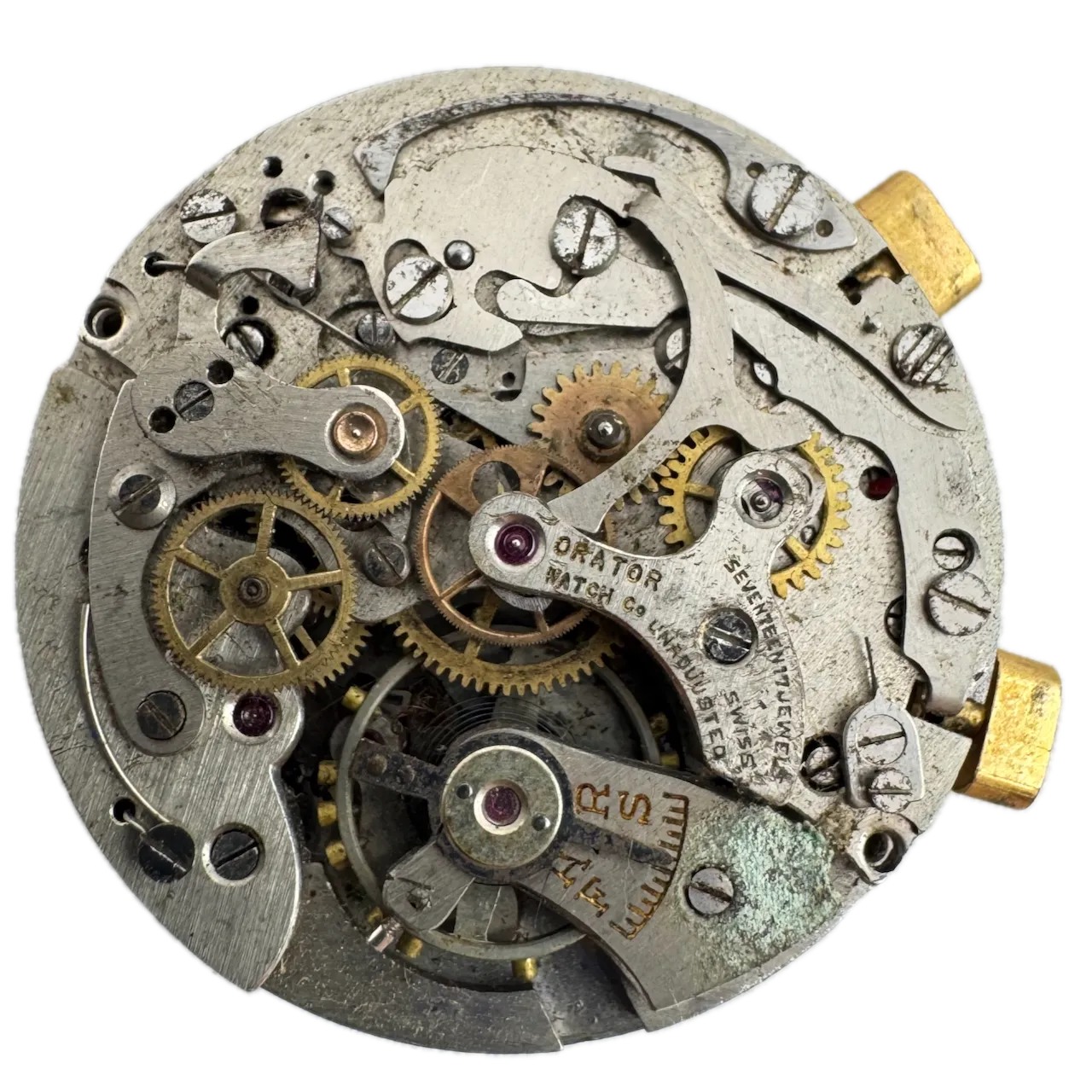 Vintage 32mm Opator Bi-Compax Chronograph Men's Wristwatch Movement Landeron 48