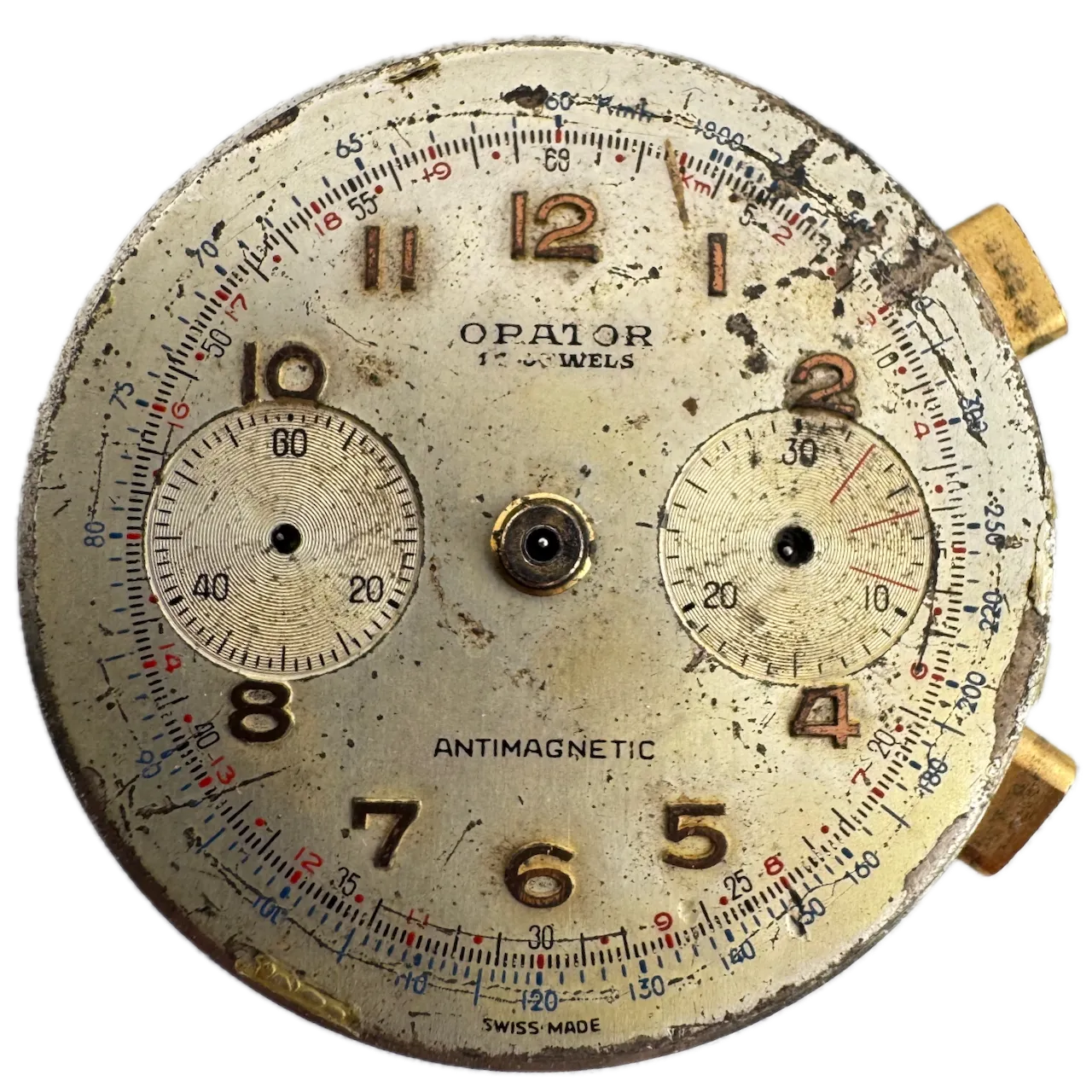 Vintage 32mm Opator Bi-Compax Chronograph Men's Wristwatch Movement Landeron 48